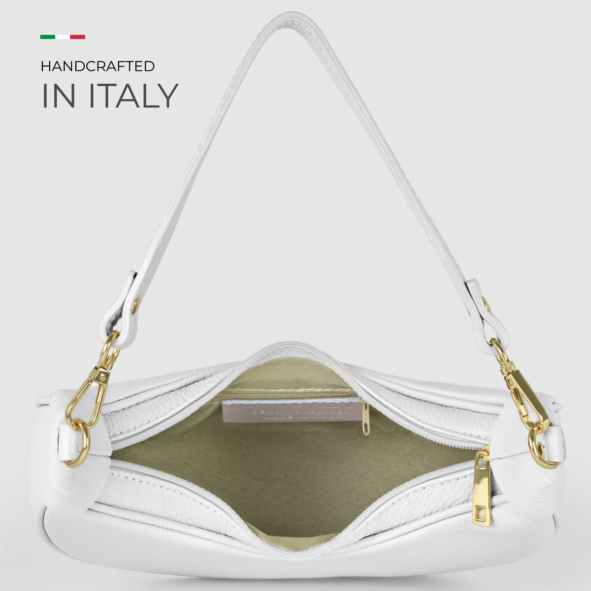 Italian full-grain leather shoulder bag Verona in black