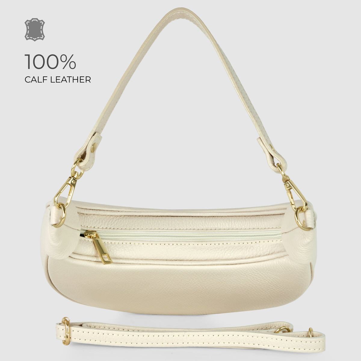 Italian full-grain leather shoulder bag Verona in black