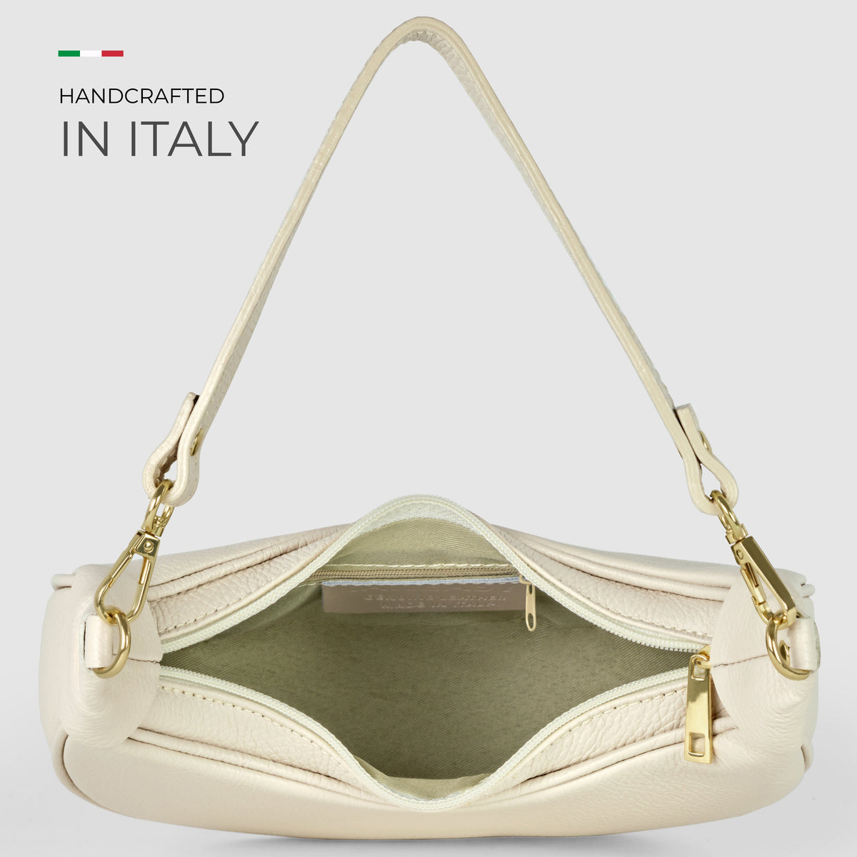 Italian full-grain leather shoulder bag Verona in black