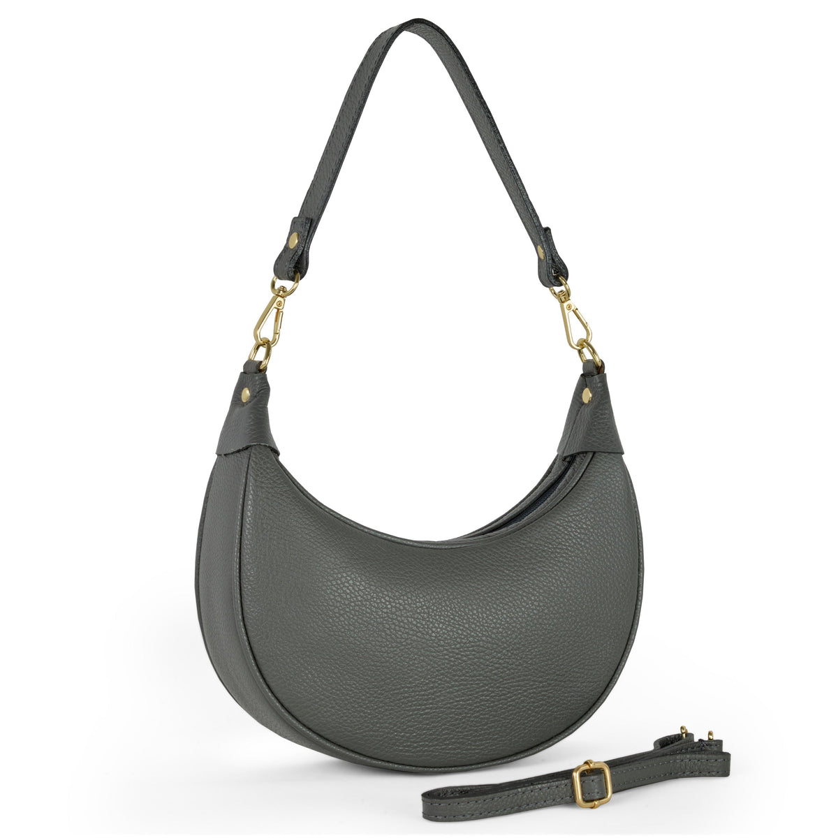 Italian full-grain leather shoulder bag Verona in black