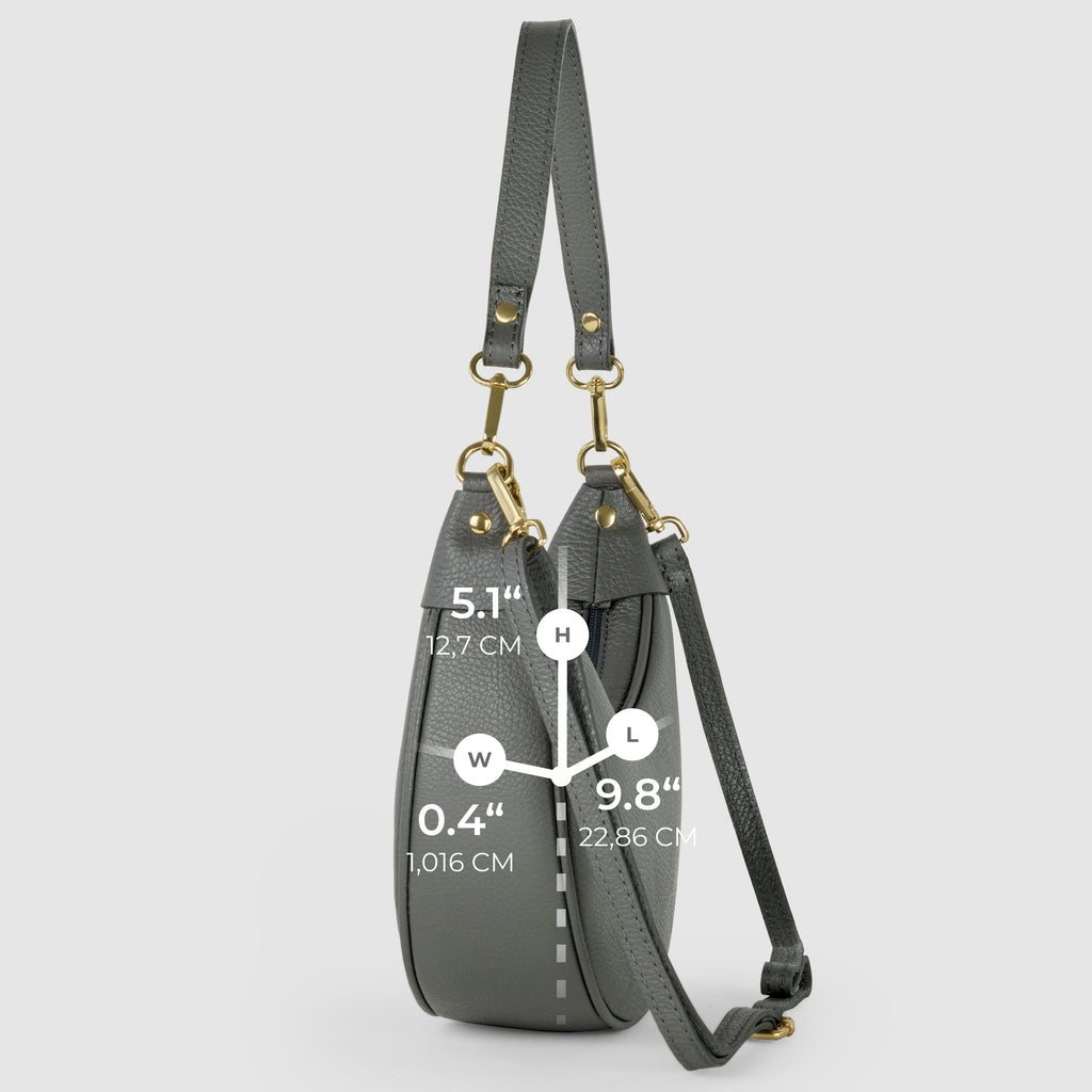 Italian full-grain leather shoulder bag Verona in black