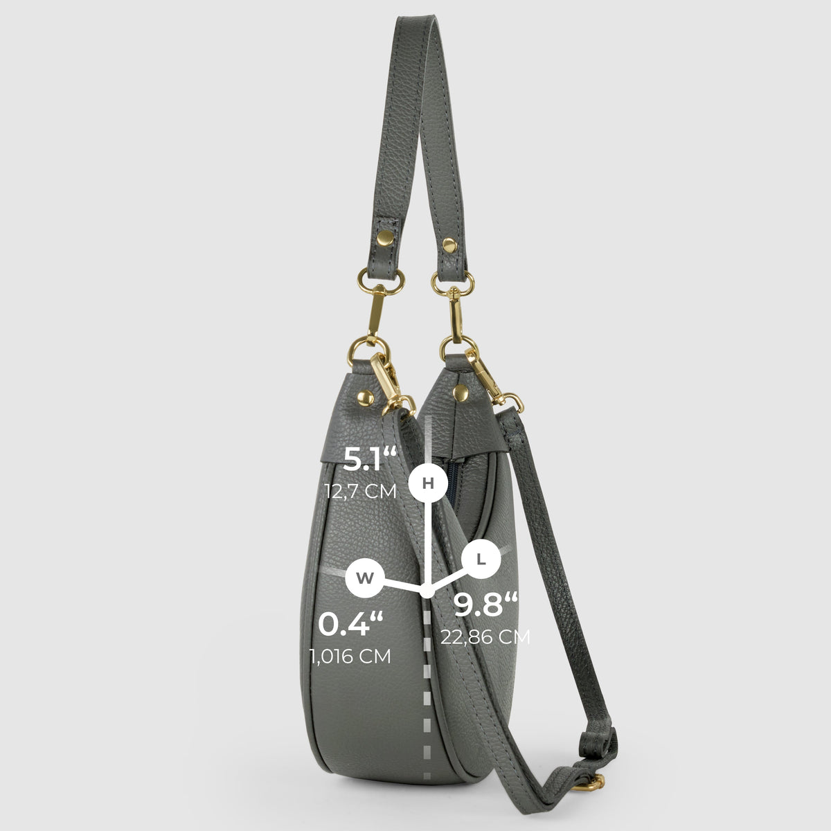 Italian full-grain leather shoulder bag Verona in black