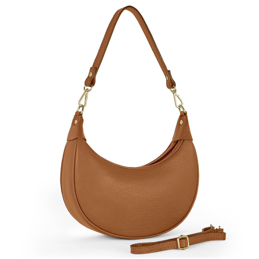 Italian full-grain leather shoulder bag Verona in black