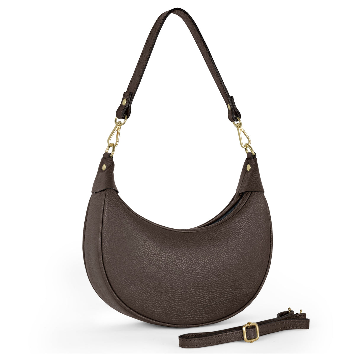 Italian full-grain leather shoulder bag Verona in black