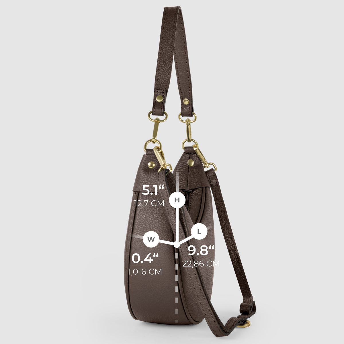 Italian full-grain leather shoulder bag Verona in black