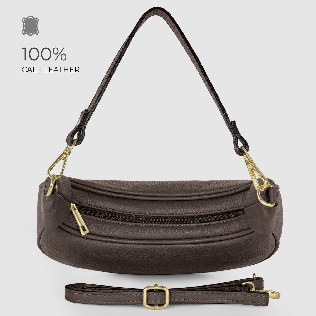 Italian full-grain leather shoulder bag Verona in black