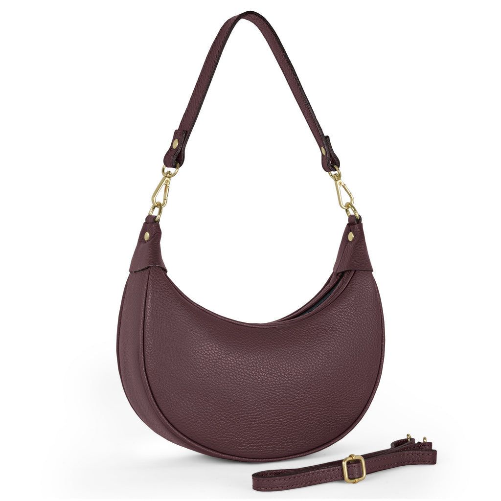 Italian full-grain leather shoulder bag Verona in black