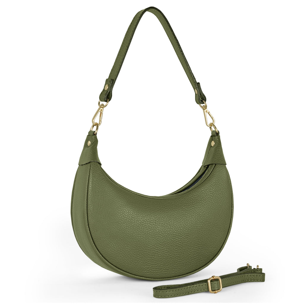 Italian full-grain leather shoulder bag Verona in black