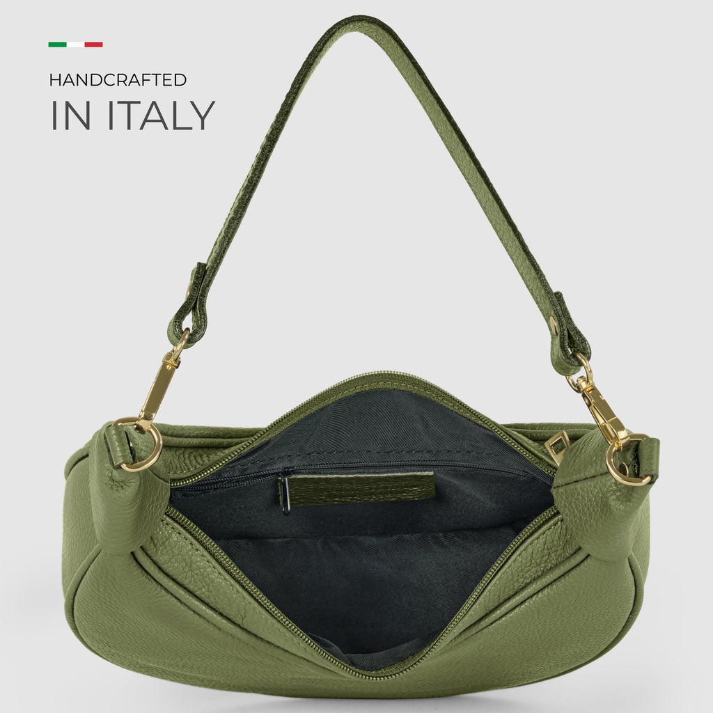 Italian full-grain leather shoulder bag Verona in black