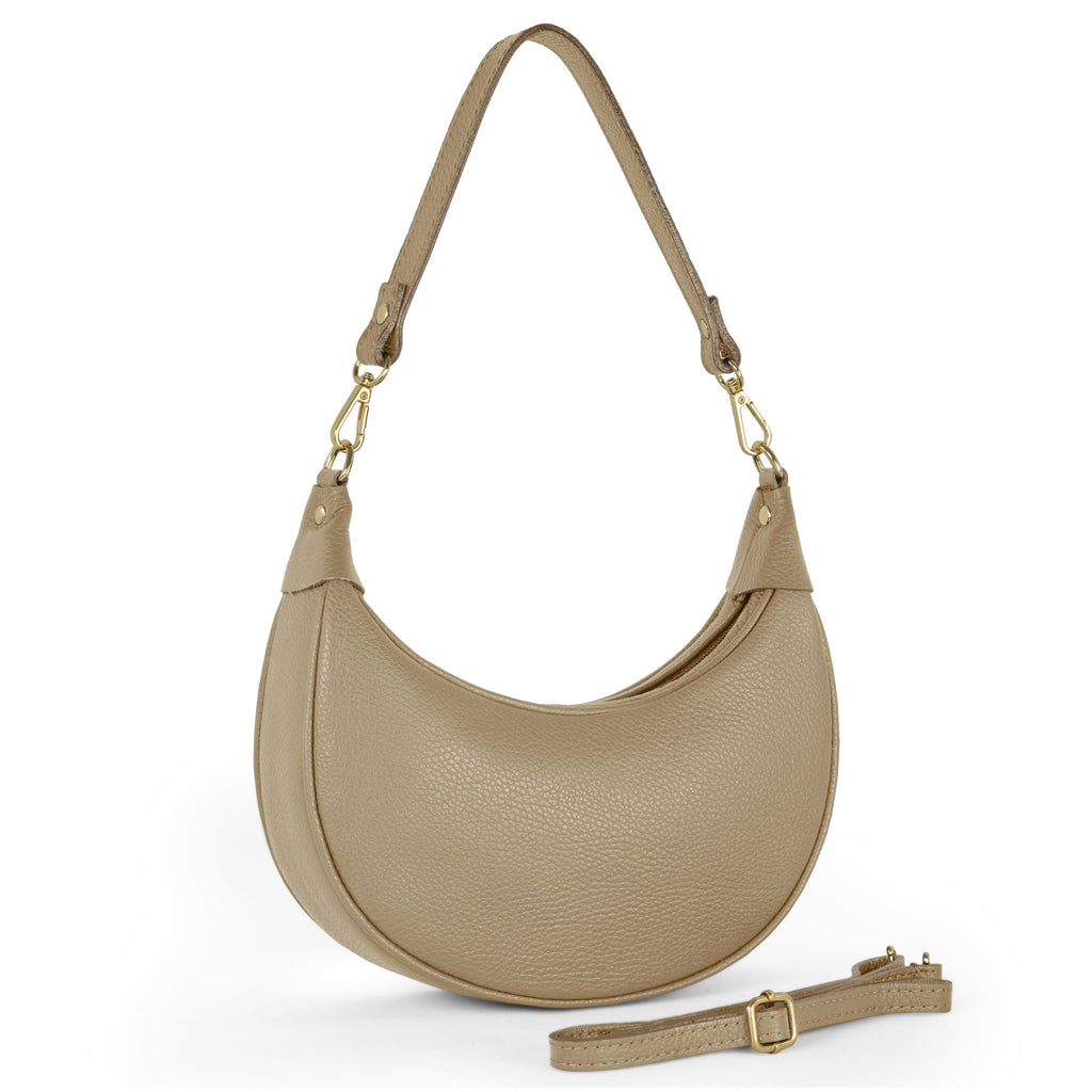 Italian full-grain leather shoulder bag Verona in black
