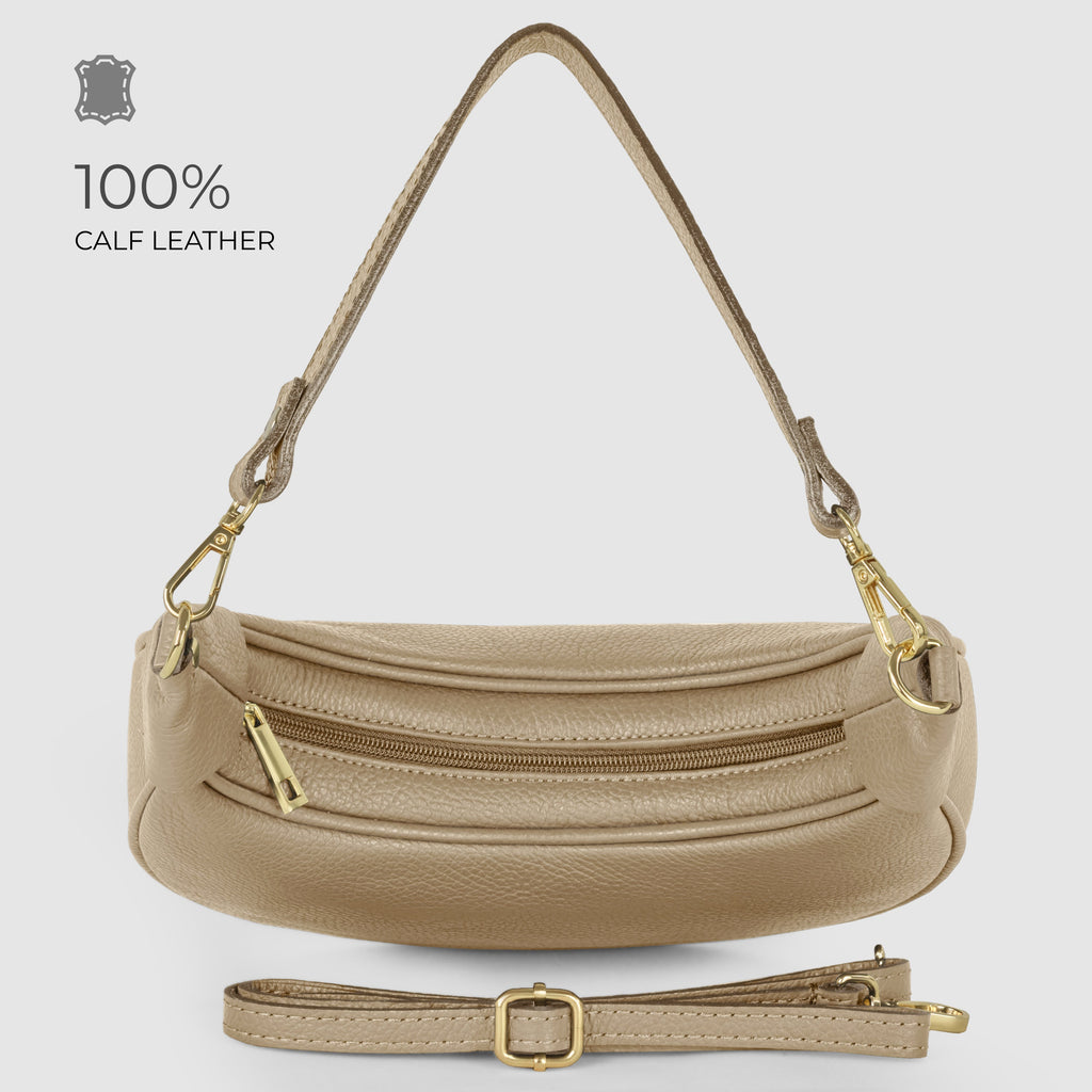 Italian full-grain leather shoulder bag Verona in black