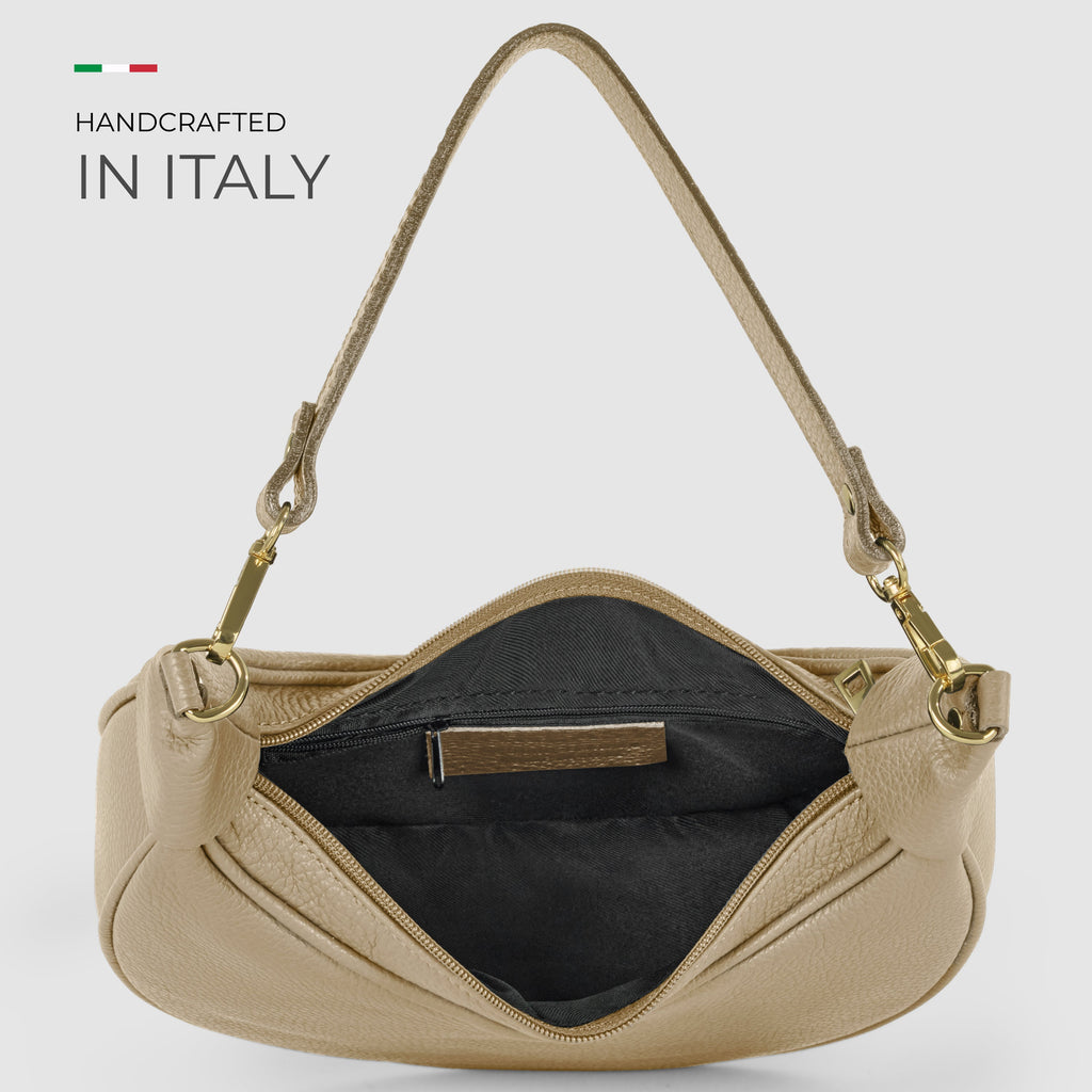 Italian full-grain leather shoulder bag Verona in black