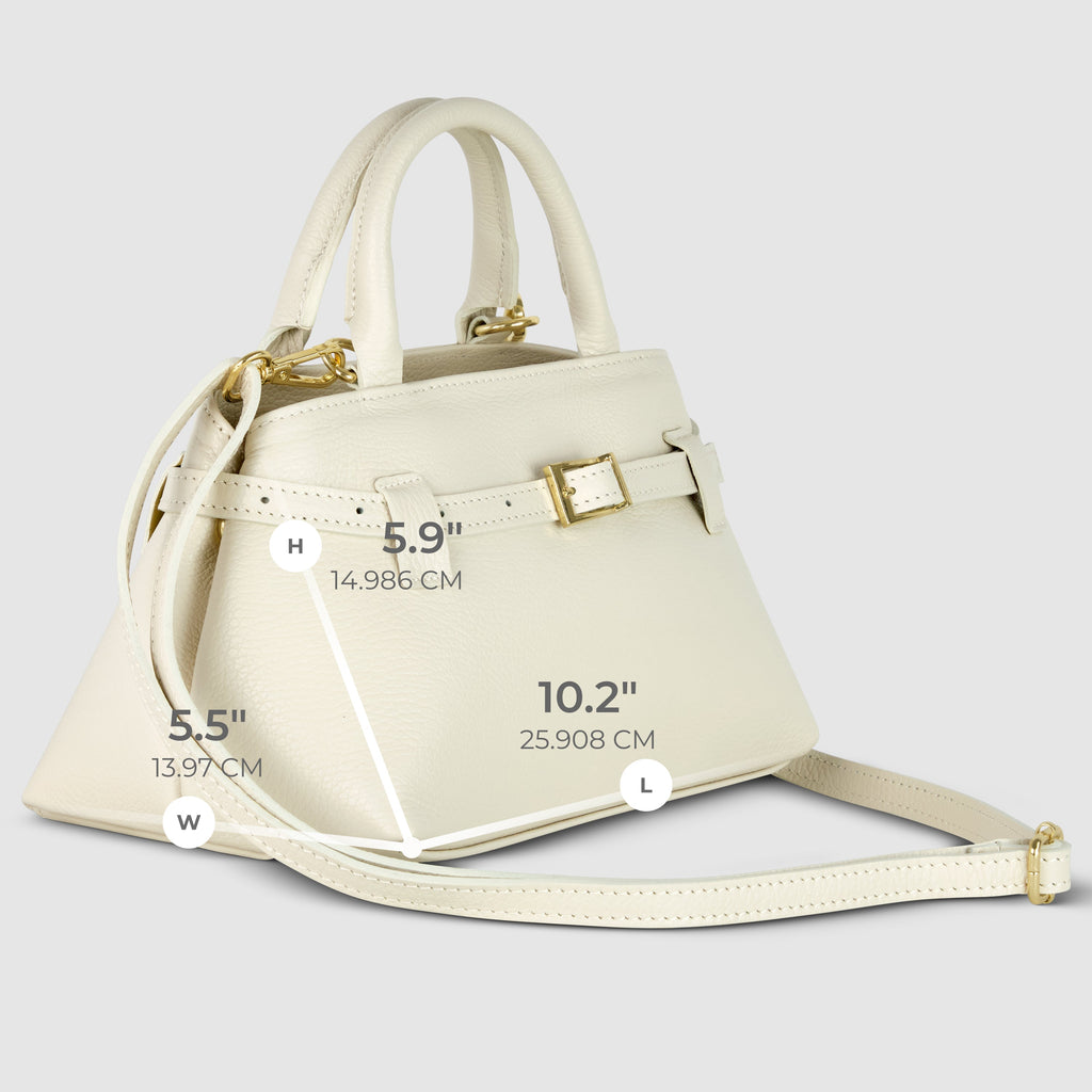 Italian full-grain leather top-handle bag Cervia in denim