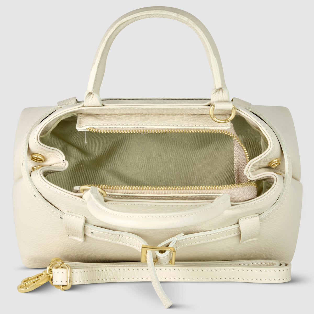 Italian full-grain leather top-handle bag Cervia in denim