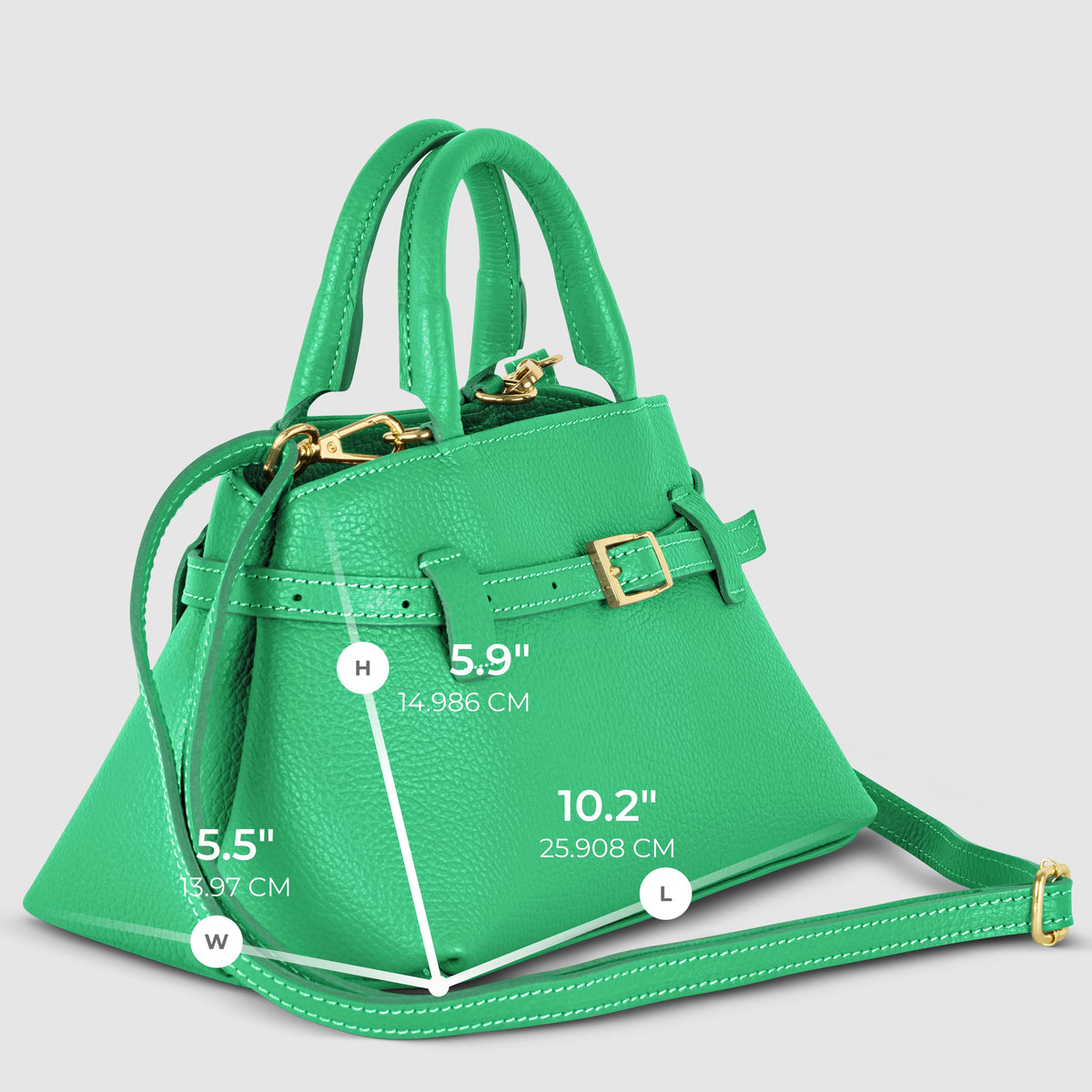 Italian full-grain leather top-handle bag Cervia in denim