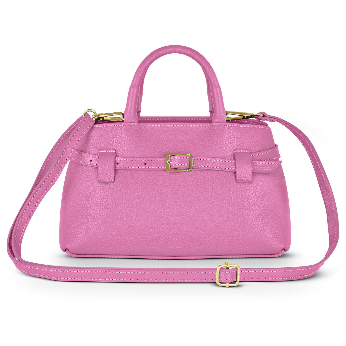 Italian full-grain leather top-handle bag Cervia in denim