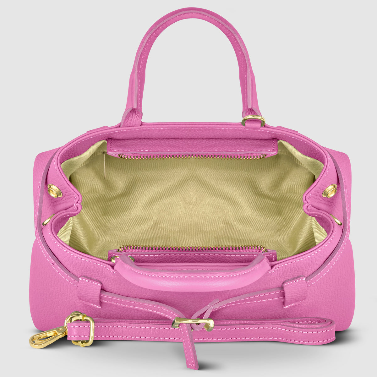 Italian full-grain leather top-handle bag Cervia in denim