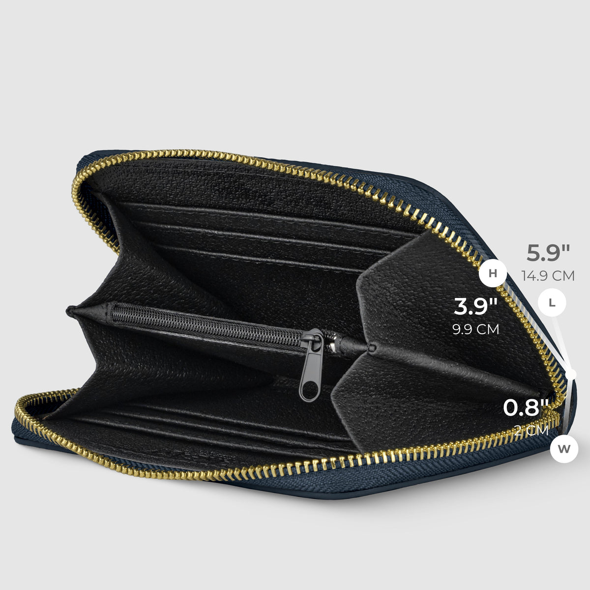 Italian full-grain leather slim zip wallet Bolzano