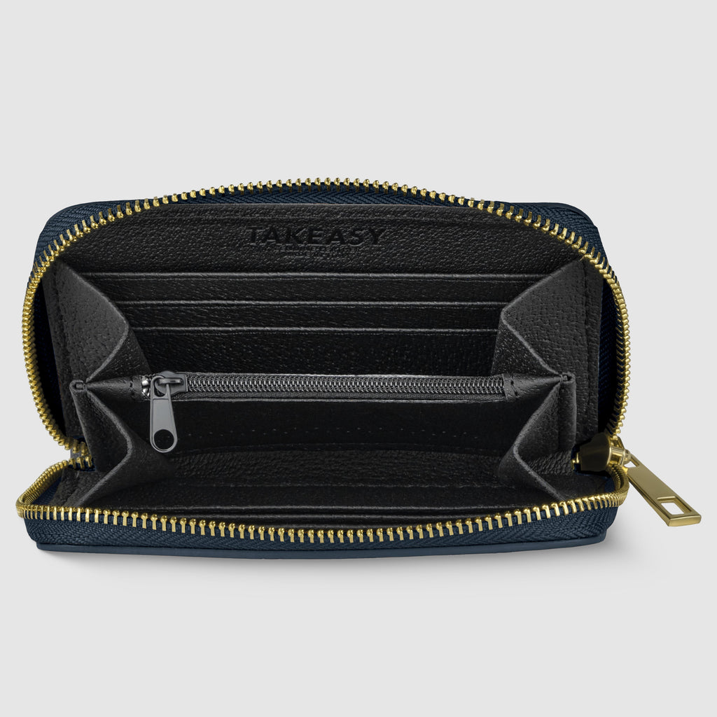 Italian full-grain leather slim zip wallet Bolzano