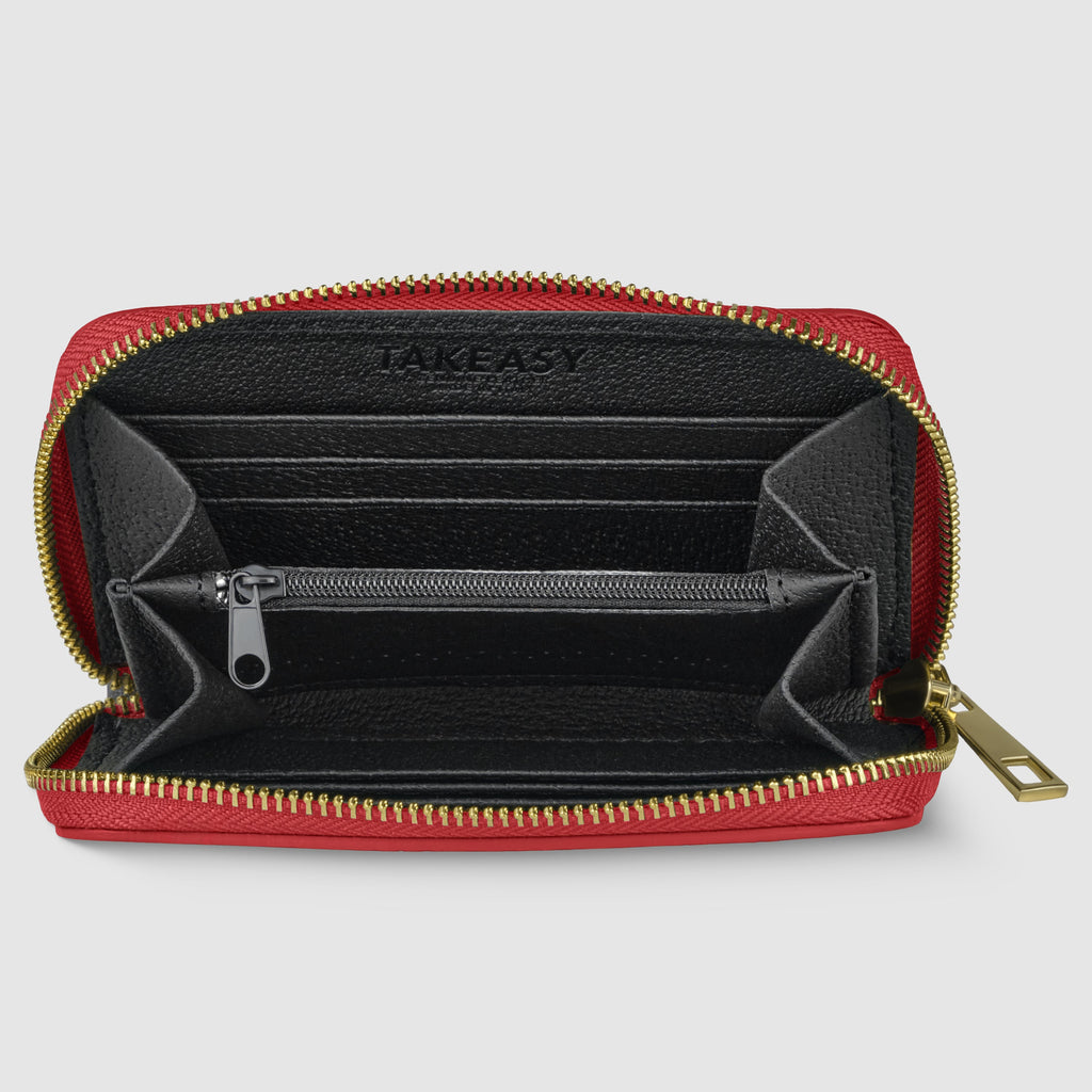 Italian full-grain leather slim zip wallet Bolzano