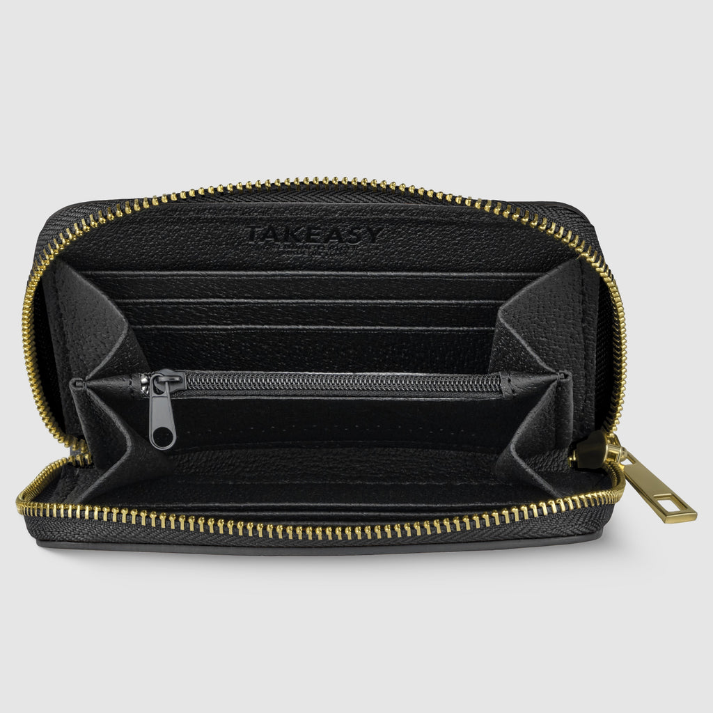 Italian full-grain leather slim zip wallet Bolzano