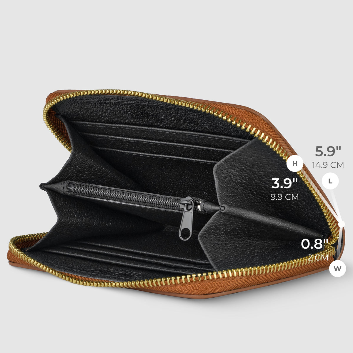 Italian full-grain leather slim zip wallet Bolzano