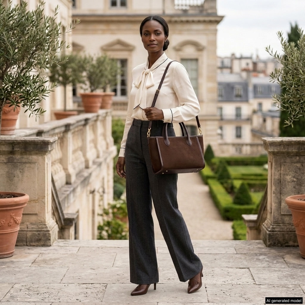 Italian Suede & Leather Top-Handle Bag – Alba, Made in Florence | ESVILA