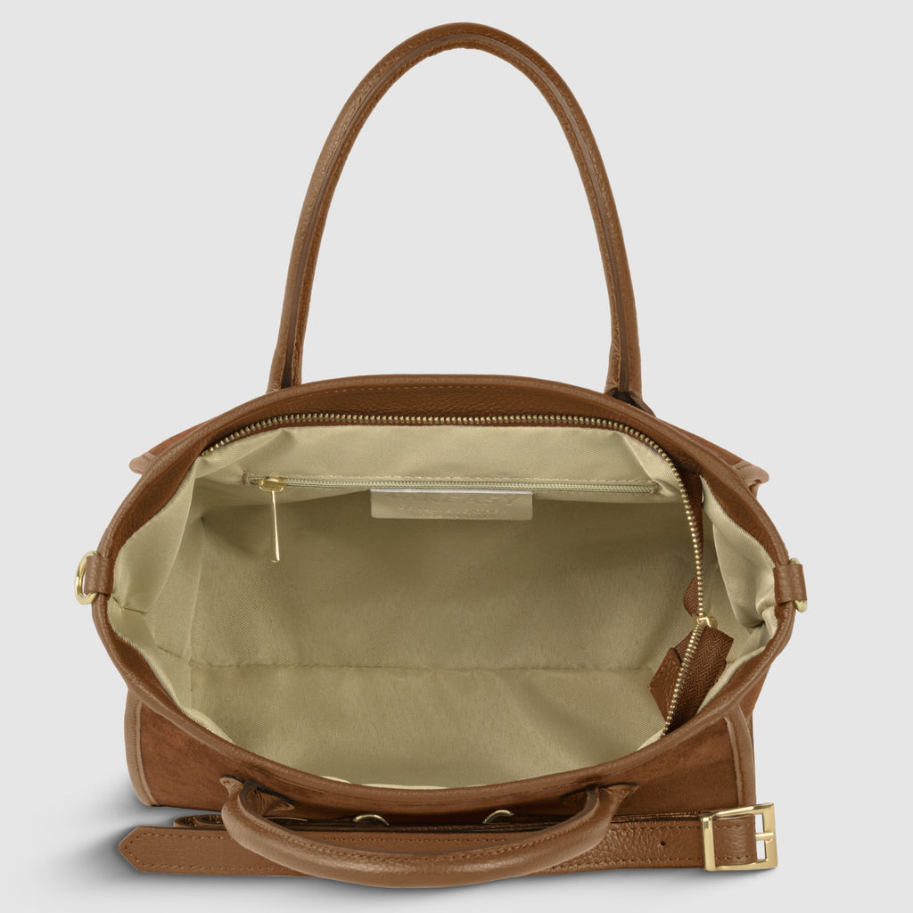 Italian Suede & Leather Top-Handle Bag – Alba, Made in Florence | ESVILA