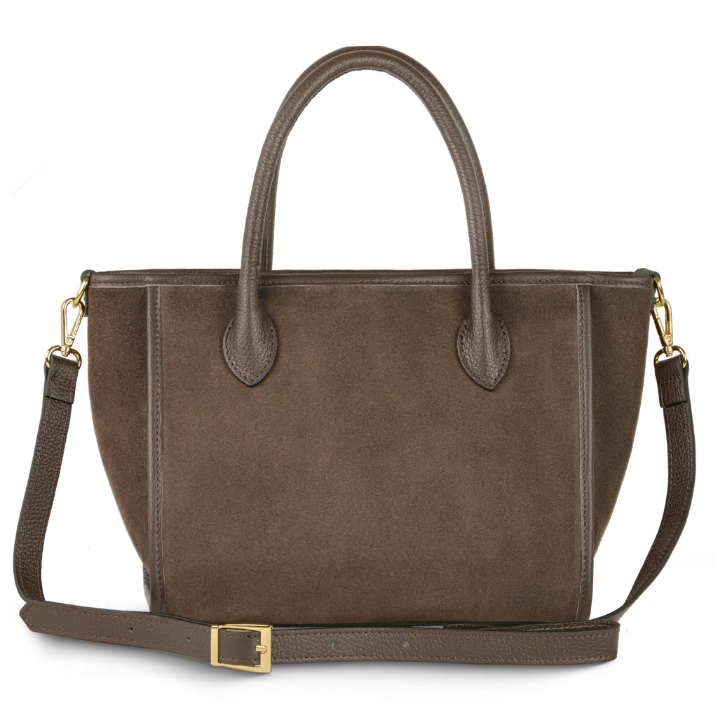 Italian Suede & Leather Top-Handle Bag – Alba, Made in Florence | ESVILA