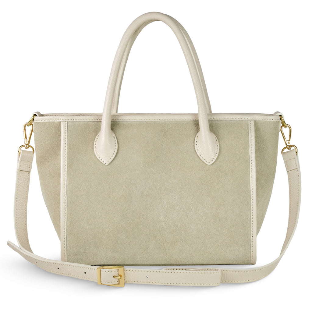 Italian Suede & Leather Top-Handle Bag – Alba, Made in Florence | ESVILA