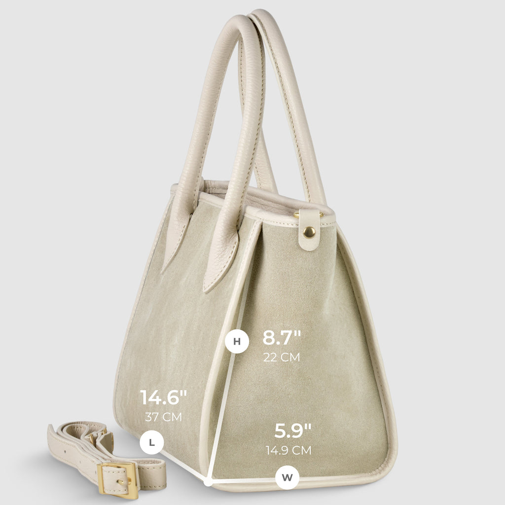 Italian Suede & Leather Top-Handle Bag – Alba, Made in Florence | ESVILA