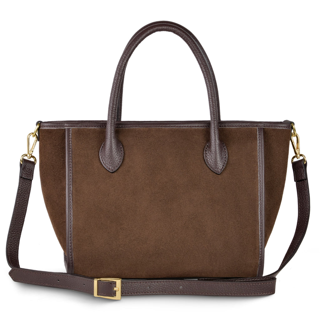 Italian Suede & Leather Top-Handle Bag – Alba, Made in Florence | ESVILA