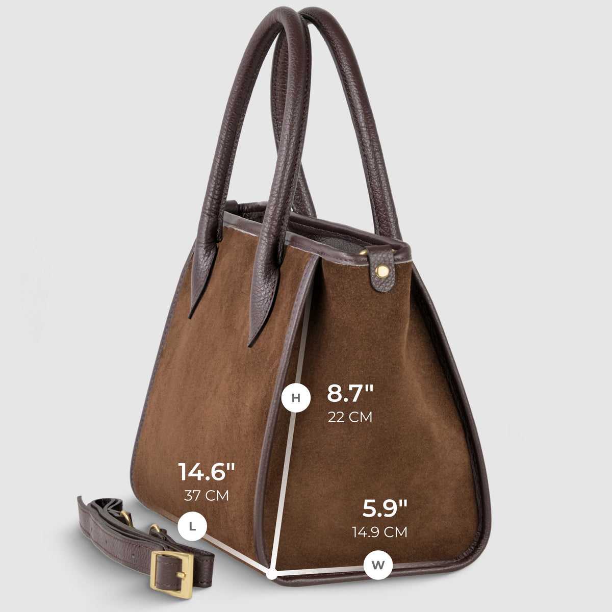Italian Suede & Leather Top-Handle Bag – Alba, Made in Florence | ESVILA