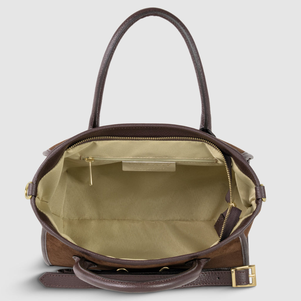 Italian Suede & Leather Top-Handle Bag – Alba, Made in Florence | ESVILA