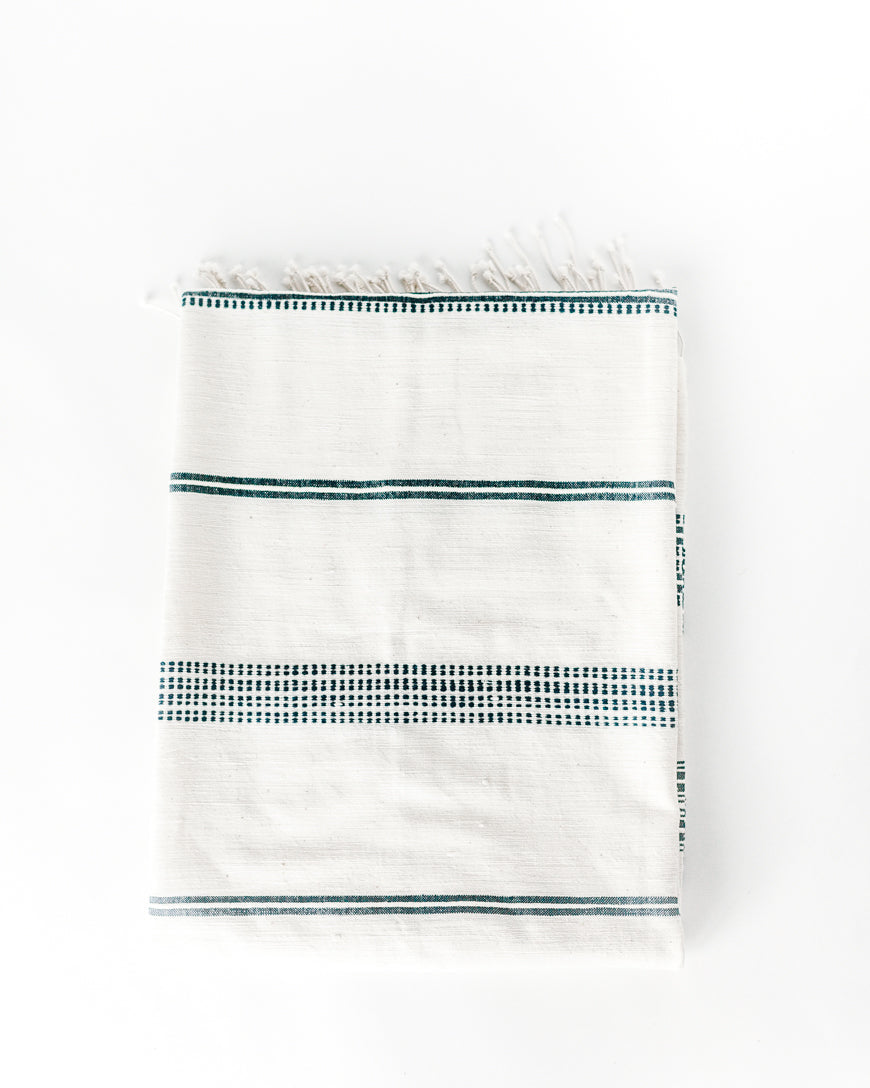Aden Striped Cotton Throw Blanket 38x72" – Handwoven in Ethiopia | ESVILA