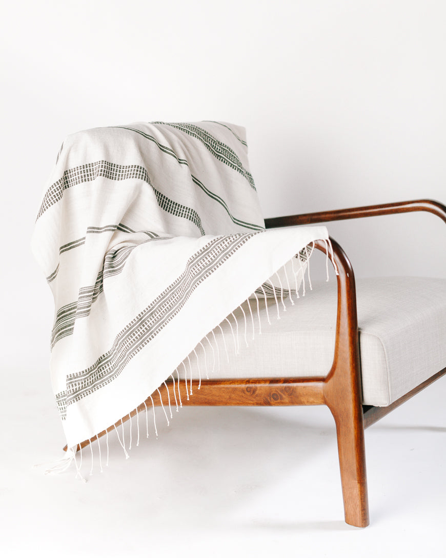 Aden Striped Cotton Throw Blanket 38x72" – Handwoven in Ethiopia | ESVILA