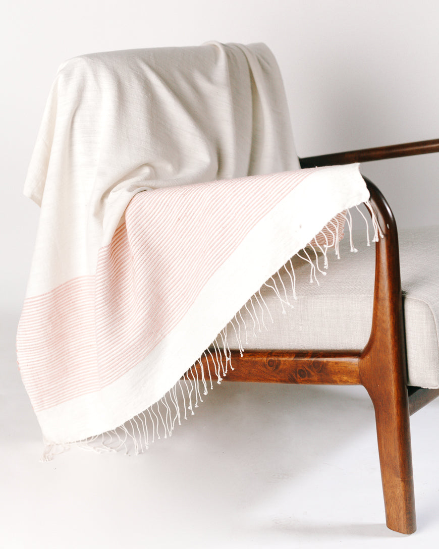 Riviera Handwoven Cotton Throw Blanket 38x72 – Artisan Ethiopian Weave | ESVILA