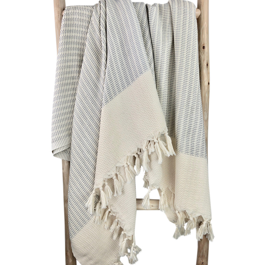 Plush Wavy Turkish Cotton Throw – Handloomed in Denizli | ESVILA